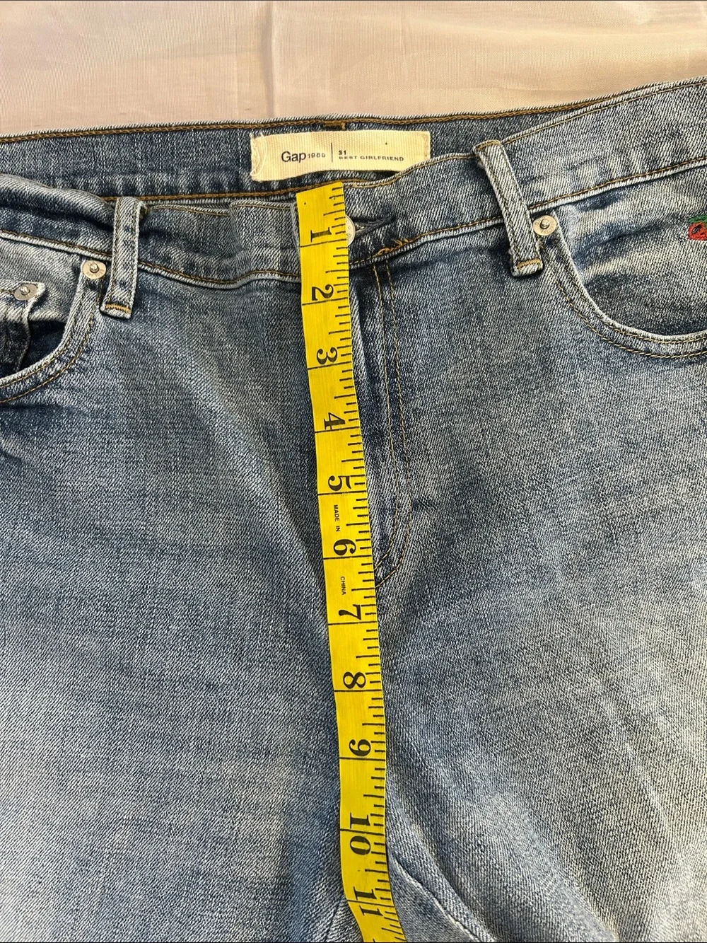 GAP Light Blue Boyfriend Jeans with Floral Patches